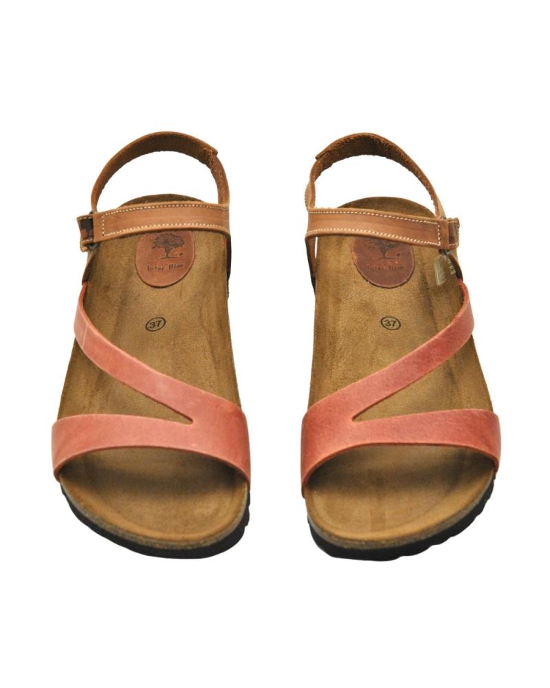 Sandalia Piel Bio Plana Mujer Sandalias Plana Mujer 7219 Piel  Natural, Suela De Goma Reciclada, Hechas En España Inter Bios