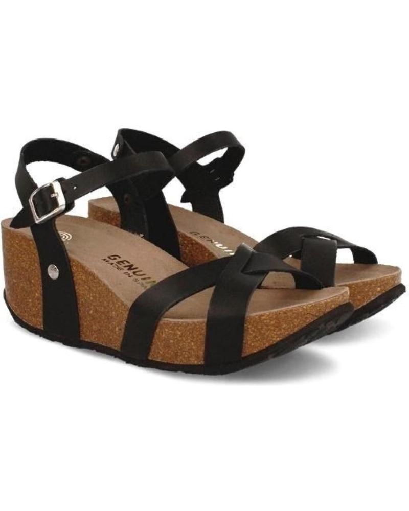 Woman Sandals GENUINS CANNES LEATHER BLACK  NEGRO