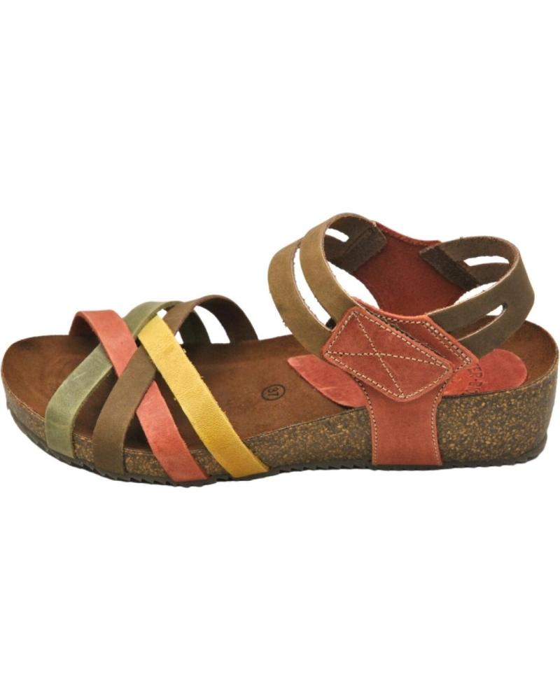 Woman Sandals INTERBIOS INTER-BIOS 5338 SANDALIA PIEL BIO CUNA MUJER MULTICOLOR KAKI-BEIGE-TEJA-MOSTAZA
