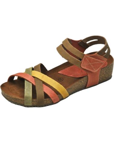 Sandálias de Mulher INTERBIOS INTER-BIOS 5338 SANDALIA PIEL BIO CUNA MUJER MULTICOLOR KAKI-BEIGE-TEJA-MOSTAZA