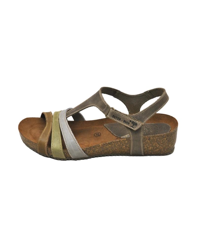 Sandalias INTERBIOS  de Mujer INTER-BIOS 5351 SANDALIA PIEL BIO MUJER MULTI  BEIGE-KAKI-GRIS-PARDO