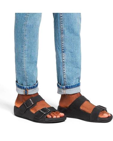 Man Sandals FITFLOP SANDALIAS GD2 GOGH MOC BUCKLE LTH SLIDES BLACK