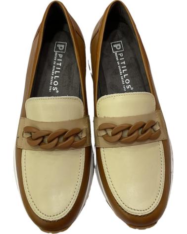 Zapatos de Mujer PITILLOS MOCASINES PIEL COMBINADO CUERP CUERO-CREMA-A-TAUPE