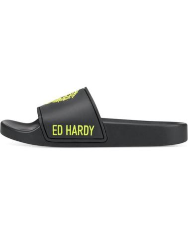 Tongs ED HARDY  pour Femme SEXY BEAST SLIDERS BLACK-FLUO YELLOW  NEGRO-AMARILLO