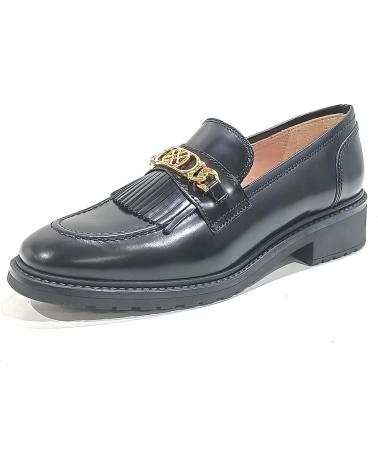 Scarpe UNISA  per Donna ZAPATO MOCASIN PLANO CON ESTRIBO DORADO Y FLECOS  NEGRO