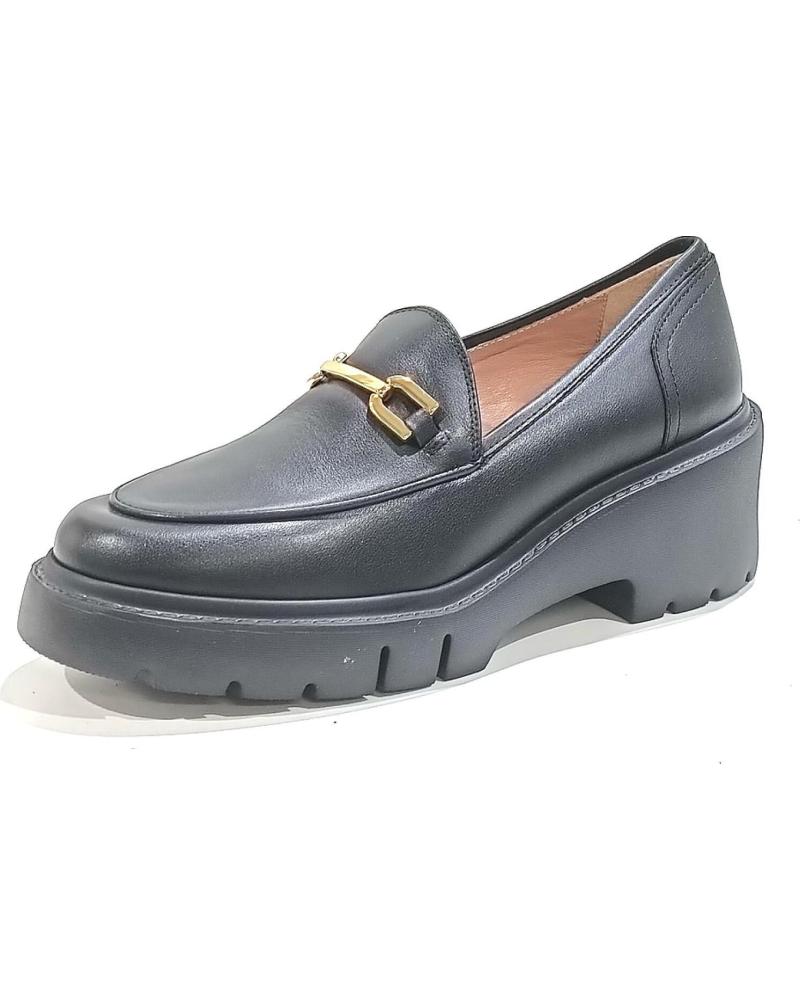 Scarpe UNISA  per Donna ZAPATO MOCASIN DE PIEL CON ESTRIBO DORADO CON TACON Y PLAT  NEGRO