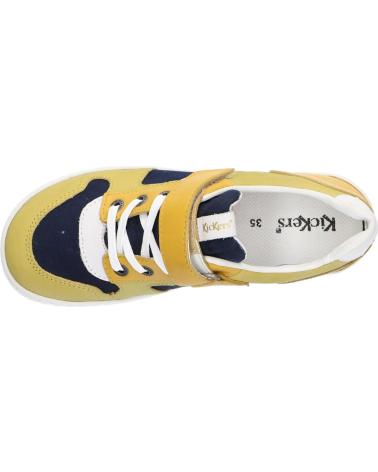 girl and boy sports shoes KICKERS 858480-30 WINTUP  72 JAUNE MARINE BLANC