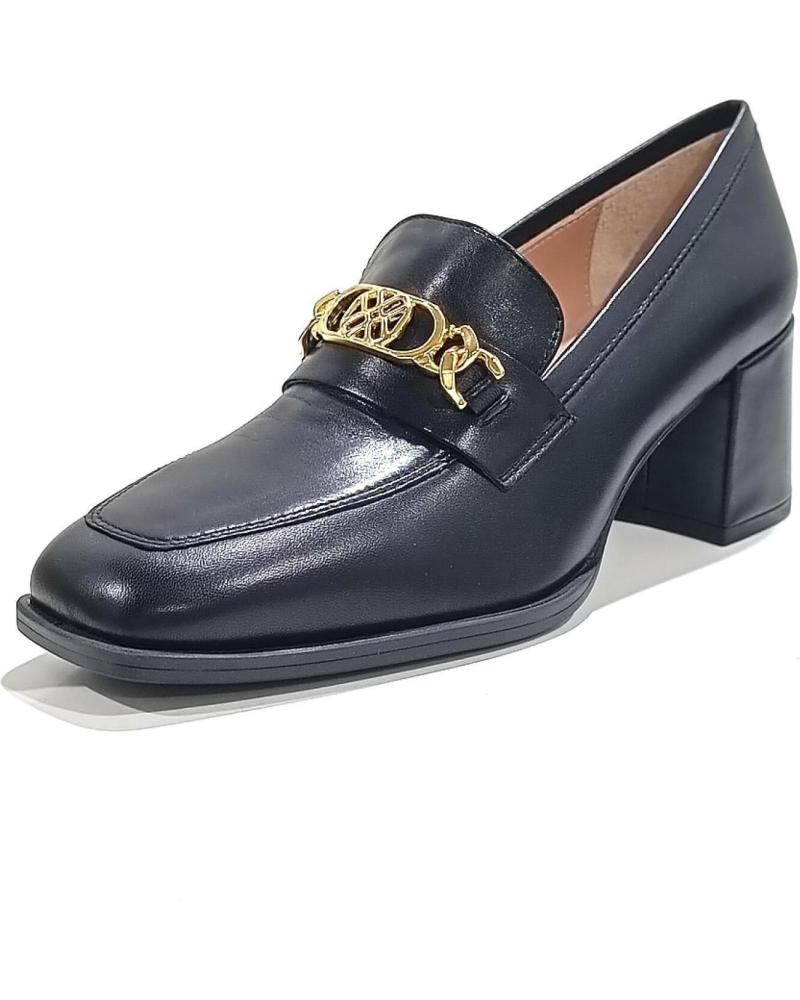 Escarpins UNISA  pour Femme ZAPATO MOCASIN DE PIEL CON TACON Y ADORNO DORADO  NEGRO