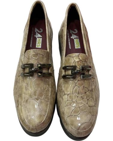 Mocasines de Mujer 24 HORAS 25826 CHAROL BEIGE TAS-S LINO