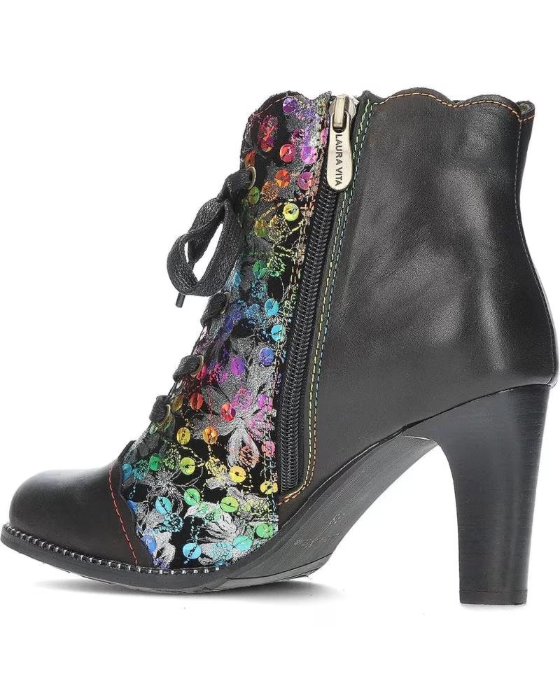 LAURA VITA - Bottines Femme Alcbaneo 127 à Talon Aiguille (8 Cm) - Effet Métallisé Or Et Argent, Intérieur Cuir