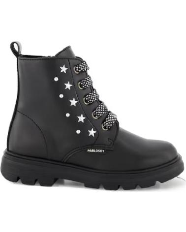 Botines de Niña PABLOSKY - BOTA MILITAR NINA TACHUELAS 15 NEGRO