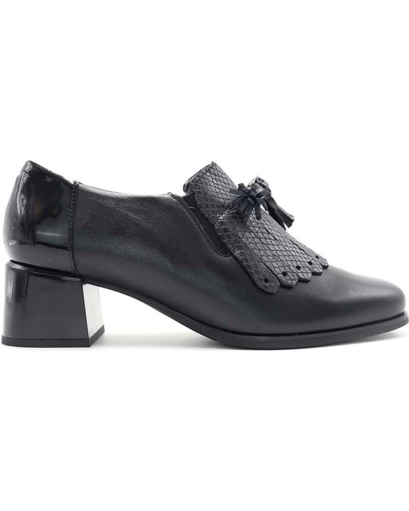 Woman Zapatos de cuña PITILLOS MOCASIN FLECOS TACON 4 CM NEGRO Woman Zapatos de cuña PITILLOS MOCASIN FLECOS TACON 4 CM NEGRO