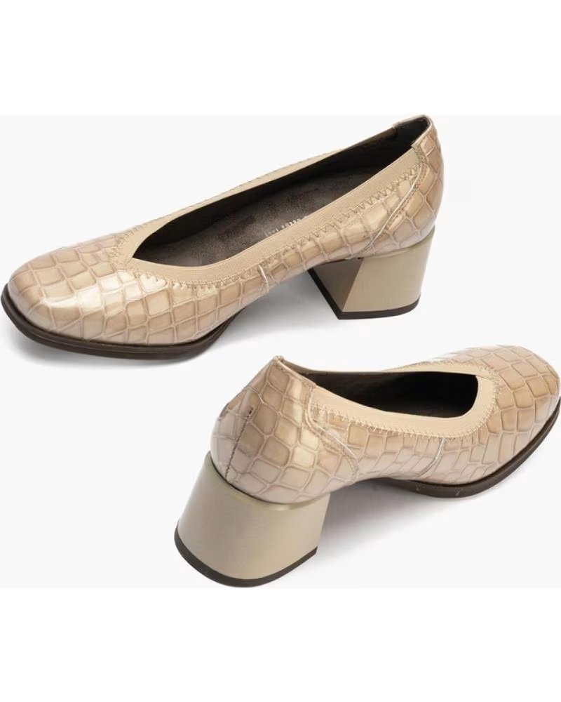 Zapatos De Tacón Para Mujer PITILLOS 5410 EN Beige | Exterior De Cuero Y Cierre Pull-On