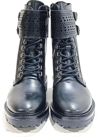 Botas de Mulher ALPE BOTIN DE CORDONERAS Y DOS HEBILLAS DE PIEL CON SUELA DE GO NEGRO