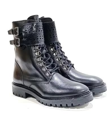 Botas de Mulher ALPE BOTIN DE CORDONERAS Y DOS HEBILLAS DE PIEL CON SUELA DE GO NEGRO