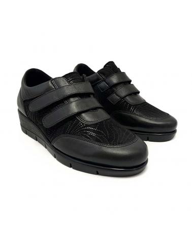 Zapatos de cuña ZAPATÍSIMOS  de Mujer ZAPATO DE PIEL PARA MUJER CON EL CIERRE DE VELCRO  NEGRO