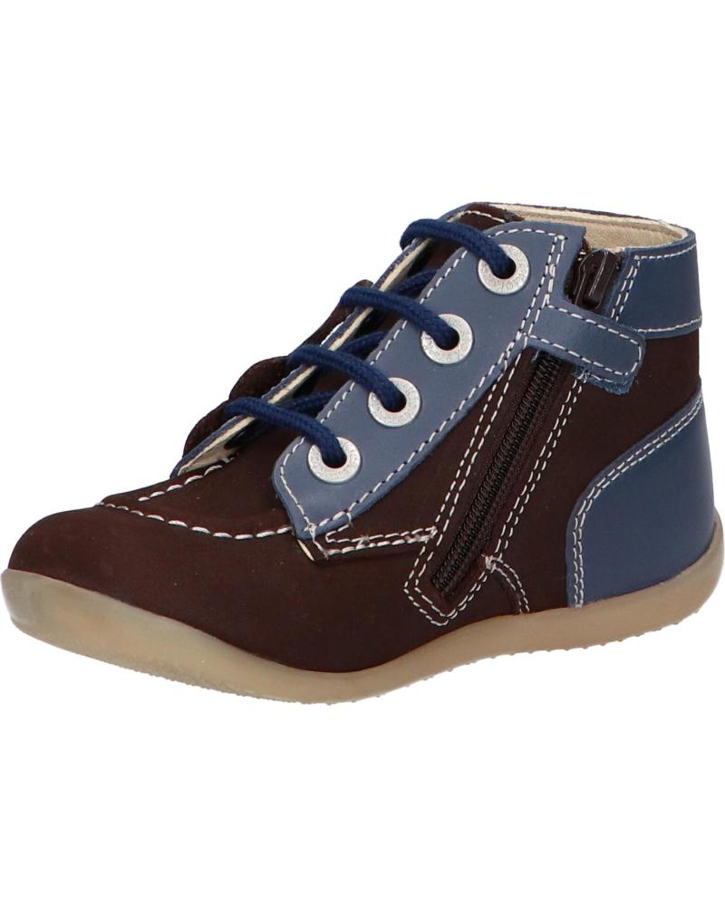 Kickers Bonzip-2, Stivaletti Bassi con Lacci Unisex-Bambini, Verde Marino, 18 EU