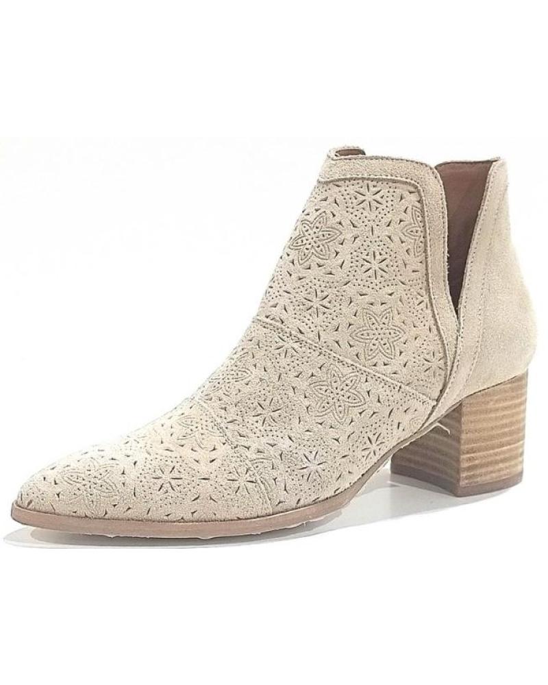Botas POPA  de Mujer BOTIN DE ANTE TROQUELADO CON TACON  BEIG