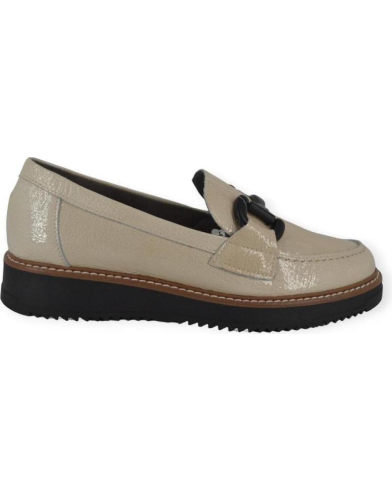 Zapatos PITILLOS  de Mujer MOCASIN PIEL CHAROL CREMA PITILLO 5392  GRIS