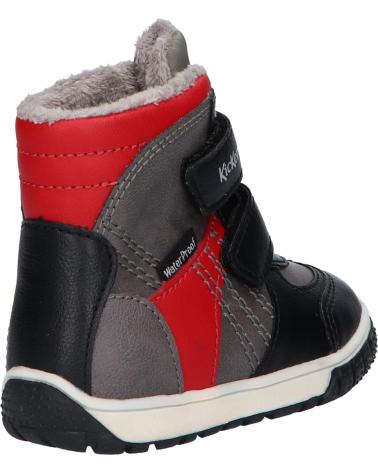 Stivali KICKERS  per Bambina e Bambino 585574-10 SITROUILLE WPF  12 GRIS NOIR ROUGE