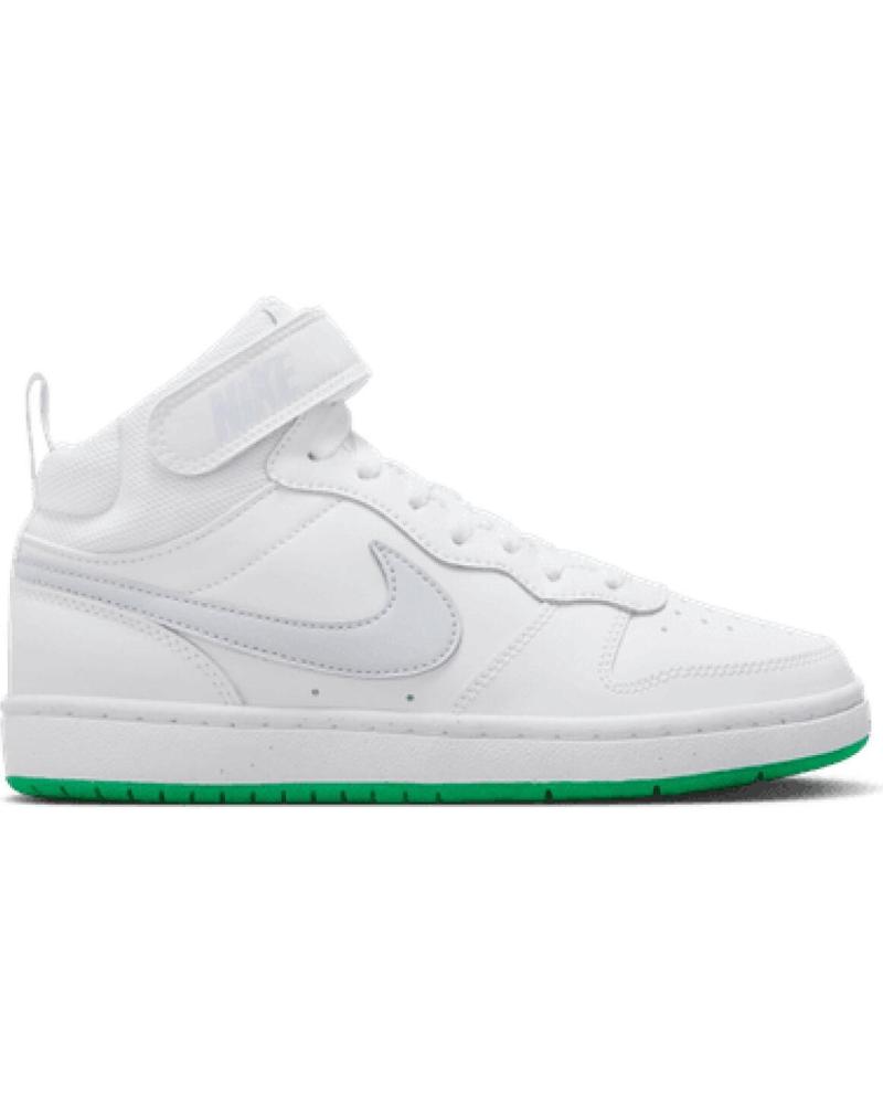 girl and boy Trainers NIKE CD7782-115 COURT BOROUGH MID 2 GS  WHITE-FOOTBALL GREY-STADIUM GREEN