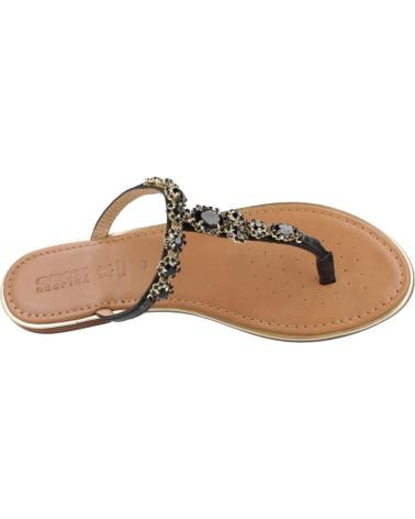 Woman Sandals GEOX SANDALIA PLANA DE DEDO DE PIEL Y PEDRERIA SUELA DE GOMA NEGRO