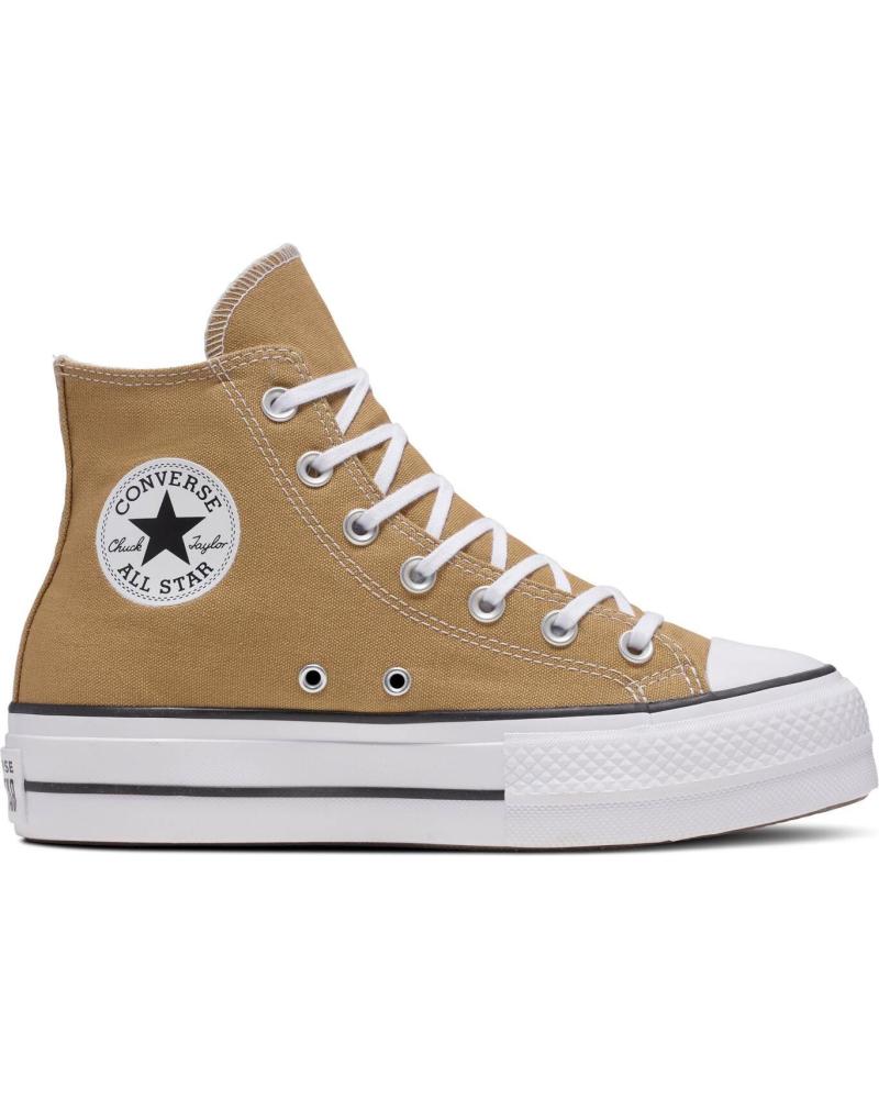 Esportes  CONVERSE  de Mulher e Menina e Menino A07210C CHUCK TAYLOR ALL STAR LIFT PLATFORM  TOSTADO SENDERISMO-BLANCO-NEGRO