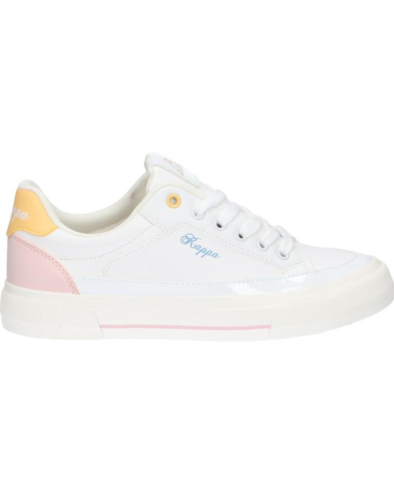 Woman and girl Trainers KAPPA 381P8FW MIA JUNIOR LACE  A09 WHITE-PINK LT-YELLOW VANILLA