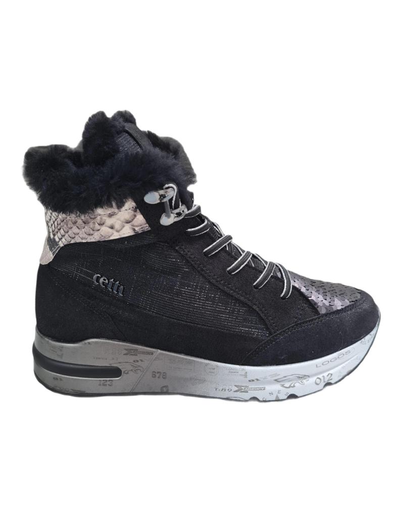 Botines De Mujer CETTI BOTAS SPORT DE PIEL NEGRO FANTASIA  BUNNY-PAYET NEGRO