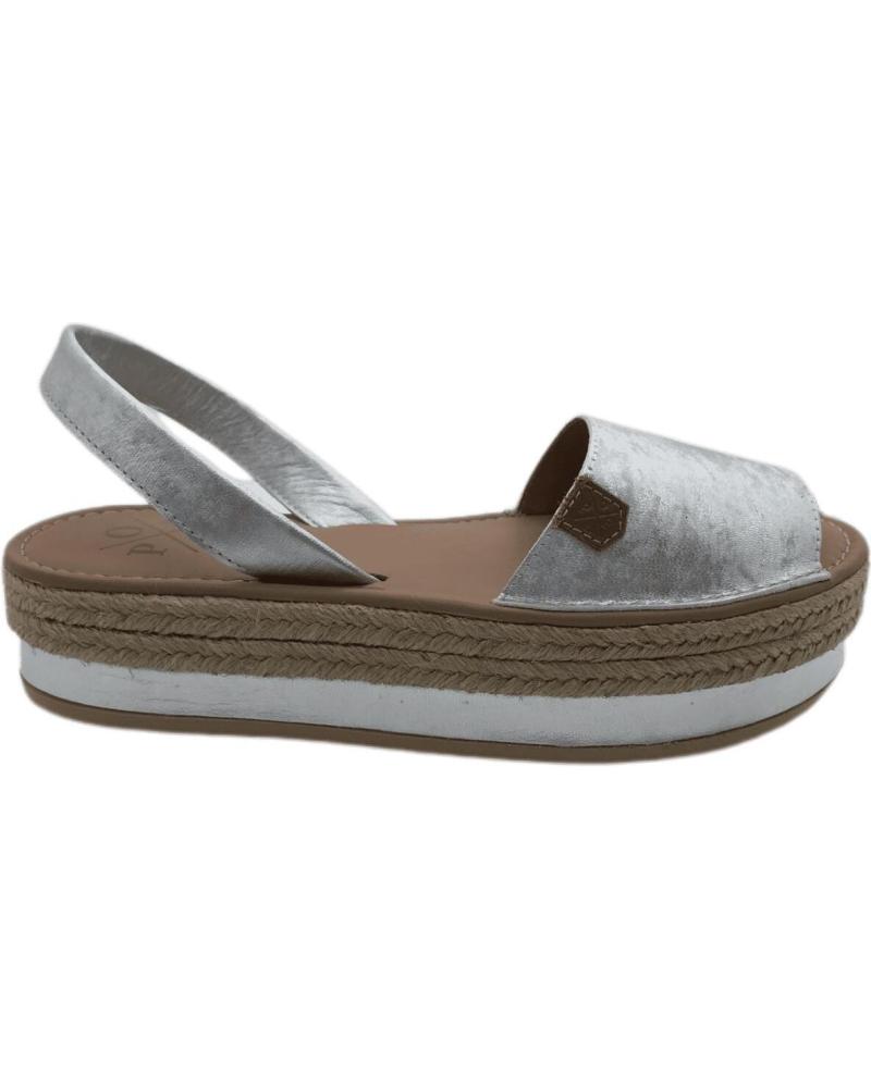 Sandali per Donna POPA MENORQUINA MUJER ROSARIO LAMINADO SATEN 3330 1006 SOFT PLATA
