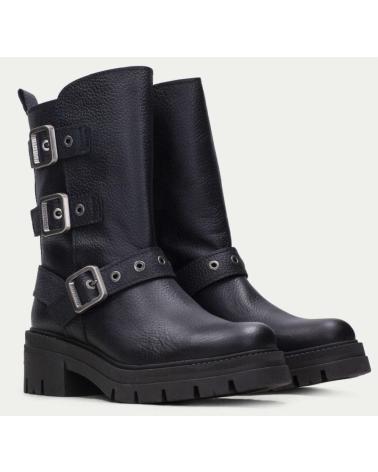 Botines HISPANITAS  de Mujer BOTA BIKER TRES HEBILLAS ASHLEY NEGRO  C003BLACK
