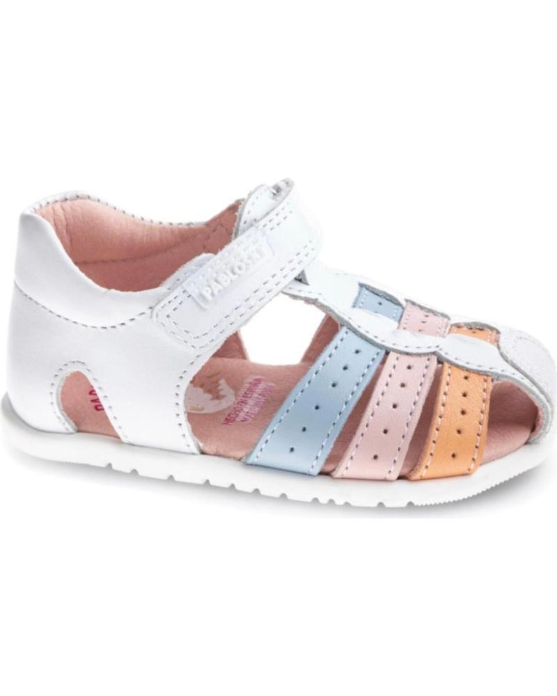 Sandalias de velcro para niña PABLOSKY Mary 438108 Blancas en Megacalzado
