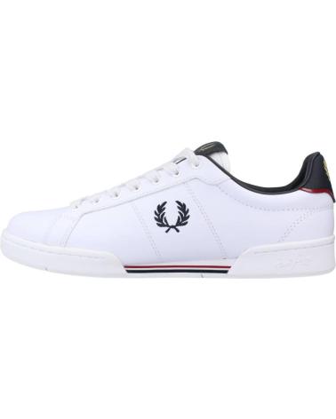 Esportes  de Homem e Mulher e Menino FRED PERRY B4294 B722 100 LEATHER WHITE-NAVY