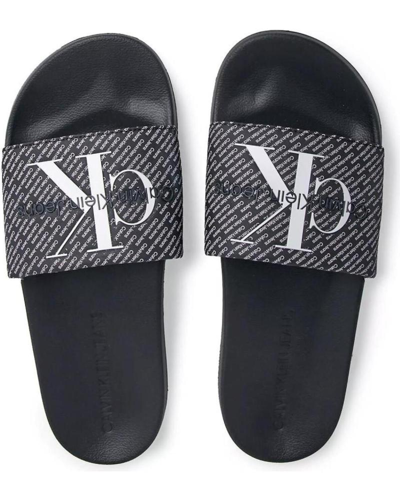 CALVIN KLEIN CHANCLAS SLIDE AOP NEGRO