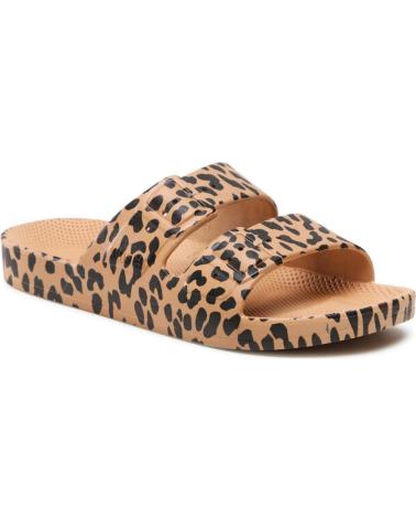 Sandales FREEDOM MOSES  pour Femme CHANCLAS ANIMAL PRINT PARA MUJER MOSES LEO  CAMEL