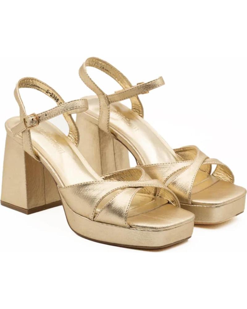 Sandalias Doradas Calzaro Sandalias Tacon Ancho Tiras Cruzadas