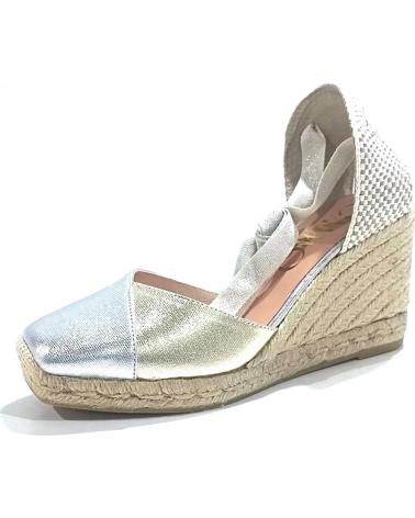 Sandalias GAIMO  de Mujer ALPARGATA CASUAL DE PIEL CON CUNA DE YUTE NATURAL  SILVER CARRARA