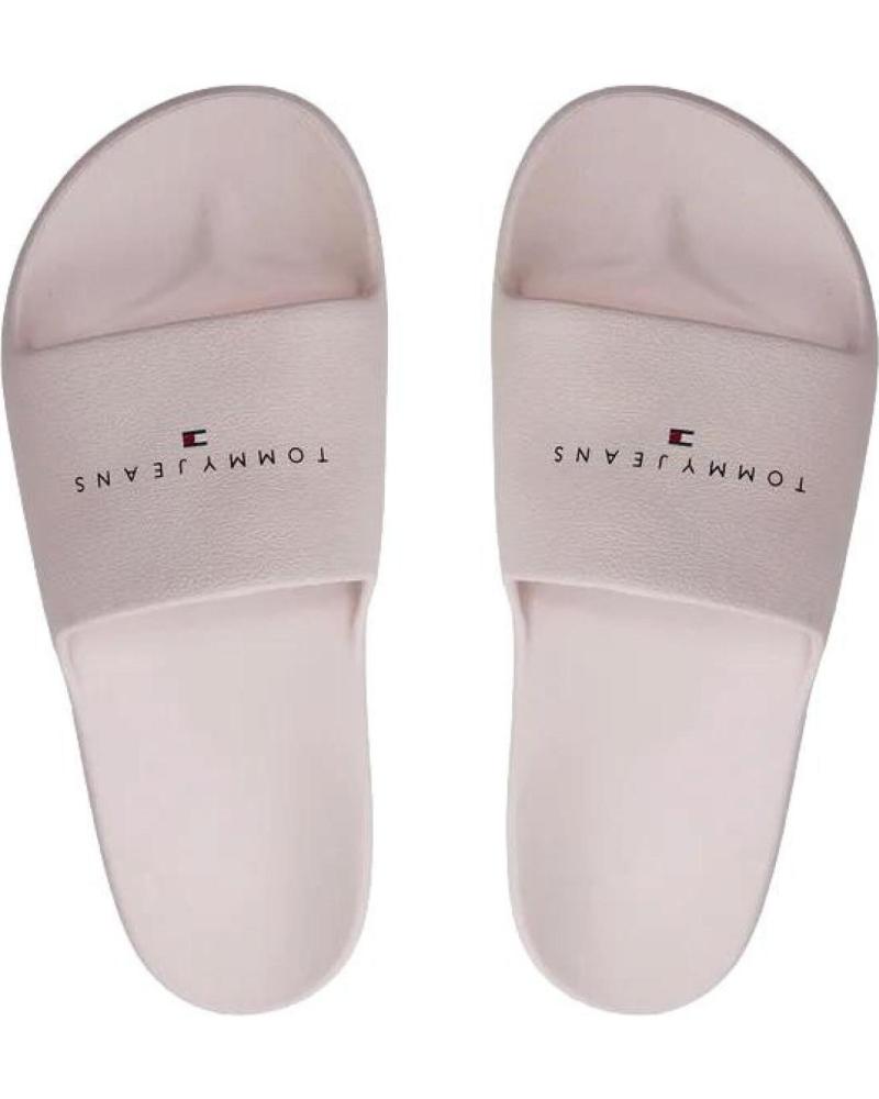 Chanclas TOMMY HILFIGER  de Mujer TJW PRINTED PU POOL SLIDE  BEIGE