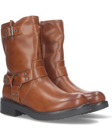 Botines LETS SECRET  de Mujer BOTINES MOTEROS DE DISEO LISO CON TACN BAJO ADORNO AL TONO E  NARANJA