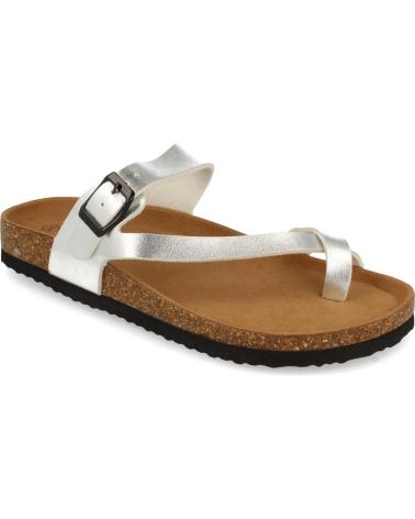 Woman Sandals LETS SECRET CHANCLAS COLOR PLATA SANDALIAS PLANAS M-15-PLATA  PLATEADO