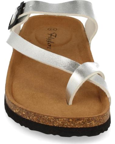Woman Sandals LETS SECRET CHANCLAS COLOR PLATA SANDALIAS PLANAS M-15-PLATA  PLATEADO