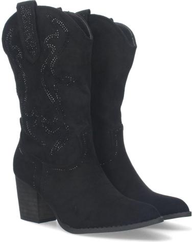 Botas LETS SECRET  de Mujer BOTA CAMPERA CON DISEO DE PIEDRAS BRILLANTES EN LA CAA ESTIL  NEGRO