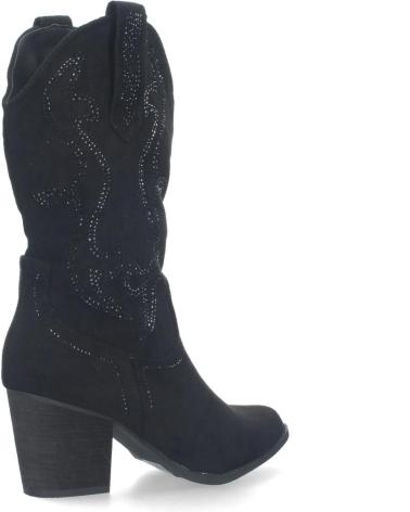 Botas LETS SECRET  de Mujer BOTA CAMPERA CON DISEO DE PIEDRAS BRILLANTES EN LA CAA ESTIL  NEGRO