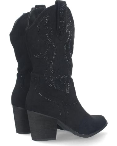 Botas LETS SECRET  de Mujer BOTA CAMPERA CON DISEO DE PIEDRAS BRILLANTES EN LA CAA ESTIL  NEGRO