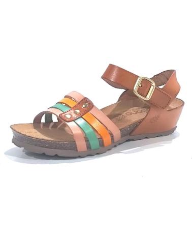 Sandales YOKONO  pour Femme SANDALIA CASUAL DE PIEL CON CUNA  TAN MULTI
