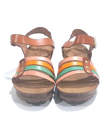 Sandales YOKONO  pour Femme SANDALIA CASUAL DE PIEL CON CUNA  TAN MULTI