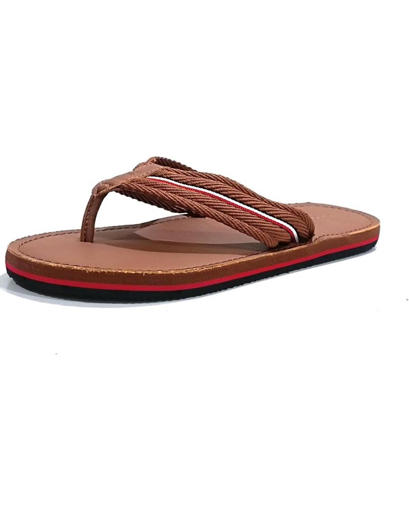 Man Flip flops TOMMY HILFIGER CHANCLA CASUAL DE TELA Y PIEL  CONAC