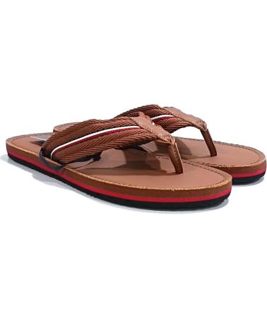 Man Flip flops TOMMY HILFIGER CHANCLA CASUAL DE TELA Y PIEL  CONAC