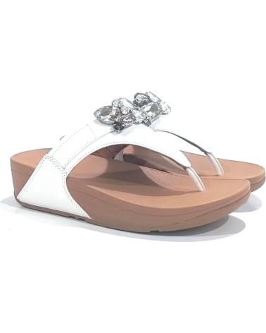 Woman Sandals FITFLOP SANDALIA CASUAL DE PIEL CON ADORNO PEDRERIA Y CUNA DE GOMA  BLANCO