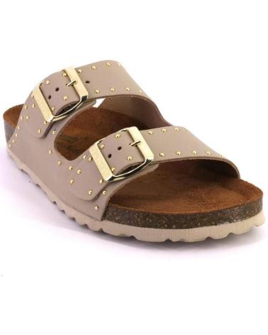 SANDALI MULES AUTENTI 13843 IN PELLE TAUPE TAUPE